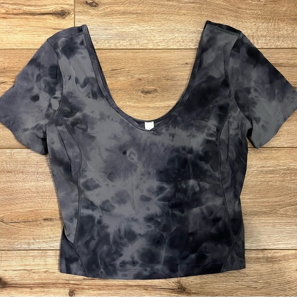 lululemon athletica Tops - lululemon athletica Charcoal Tie-Dye Scoop Crop Tee